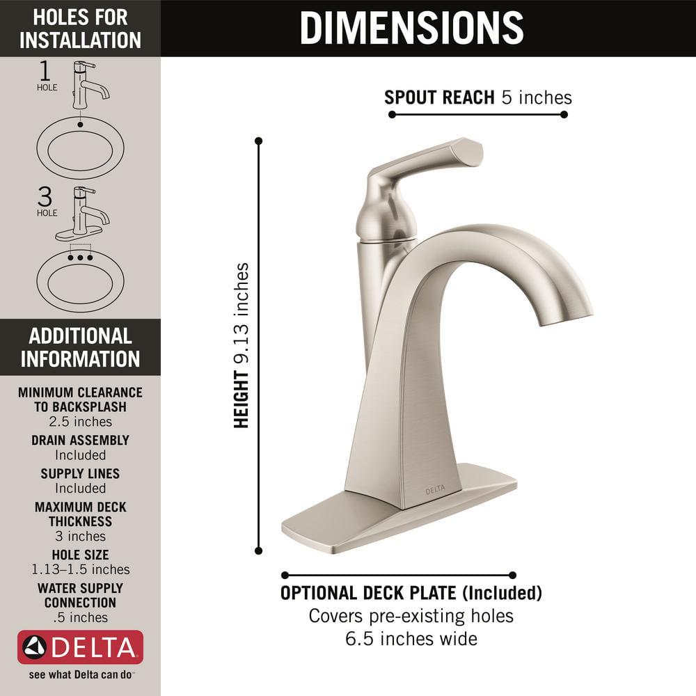 Delta Pierce Single Hole SingleHandle Bathroom Faucet in SpotShield Brushed Nickel