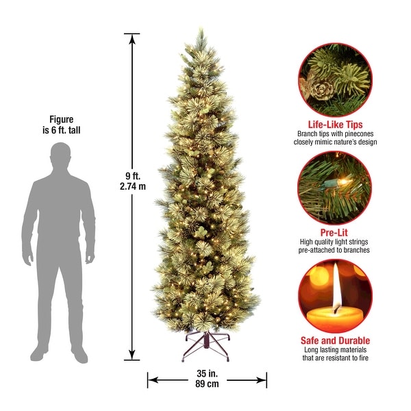 National Tree Company 9 ft. Carolina Pine Slim Tree with Clear Lights