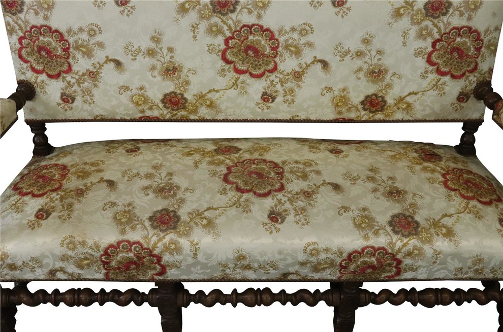 Consigned Settee Renaissance Hunting French Antique 1880 Carved Oak  Floral   Victorian   Loveseats   by EuroLuxHome  Houzz