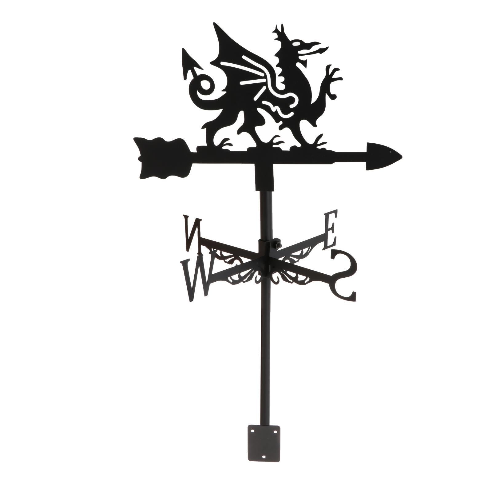 Iron Weathervane Wind Vane Wind Direction Indicator， Roof Mount Outdoor Measuring Tools Ornament Crafts ， Dragon