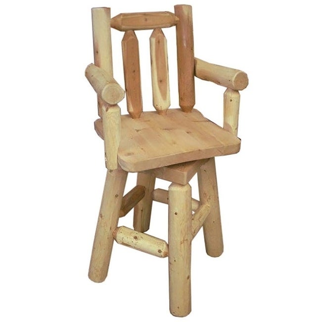 White Cedar Log Bar Stool with Arms