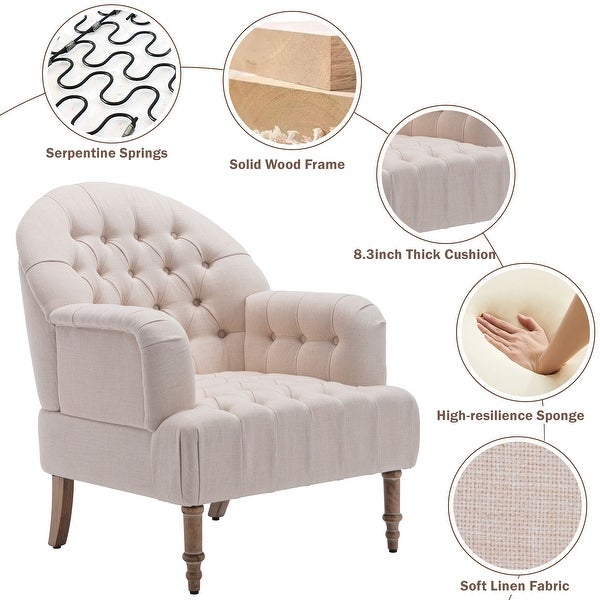 Elegant Accent Chair， Button-Tufted Upholstered Chair Set