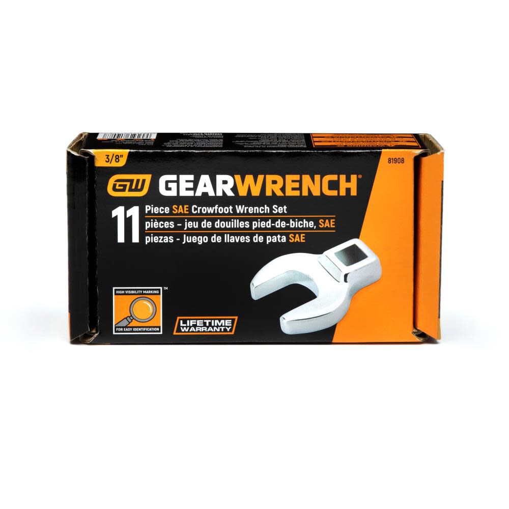 GEARWRENCH Crowfoot Wrench 11pc Set 3/8