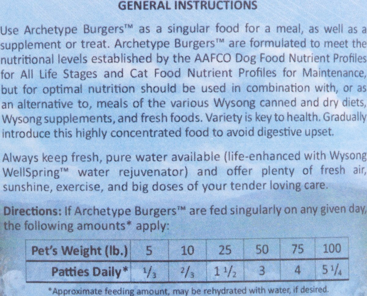 Wysong Archetype Burgers Freeze-Dried Raw Dog and Cat Food