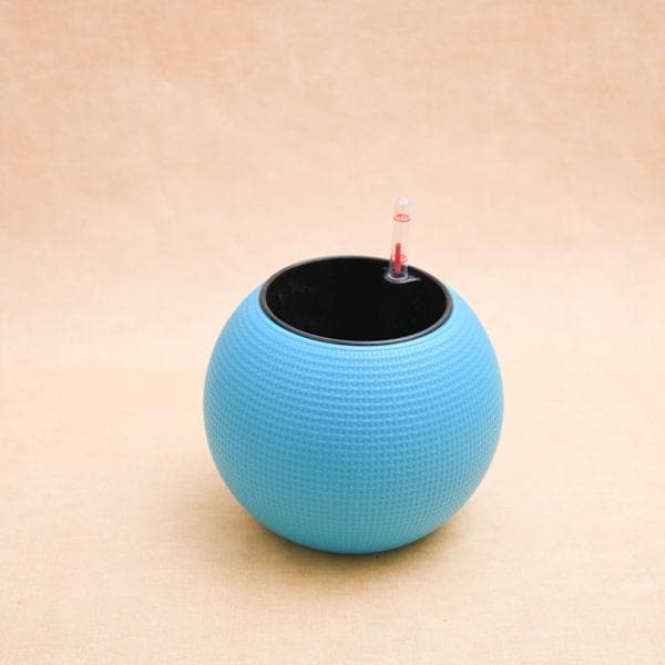 4.9 inch (12 cm) GW 01 Self Watering Round Plastic Planter (Blue)