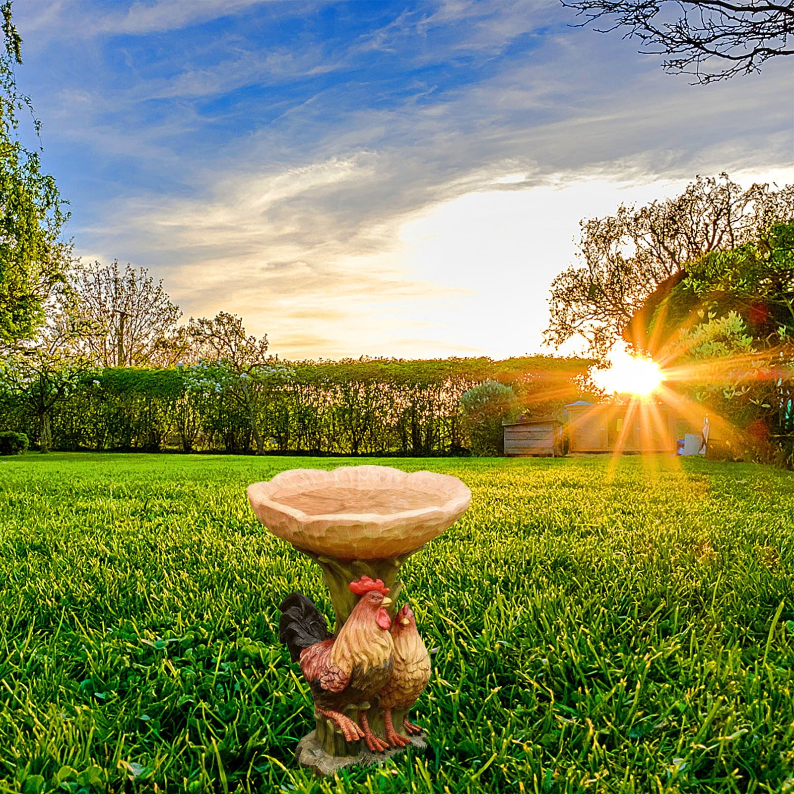 Summer Clearance Cafuvv Beautiful Sunflower Bird Bath Brown Pedestal Handmade For Outdoor