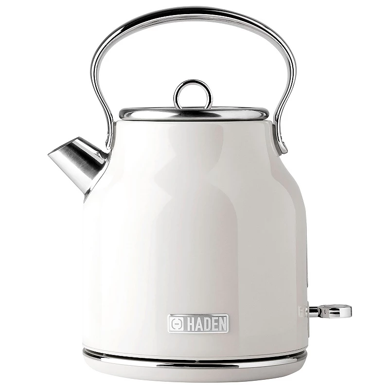 Haden Heritage 1.7 L Stainless Steel Electric Kettle with 2 Slice Toaster， White