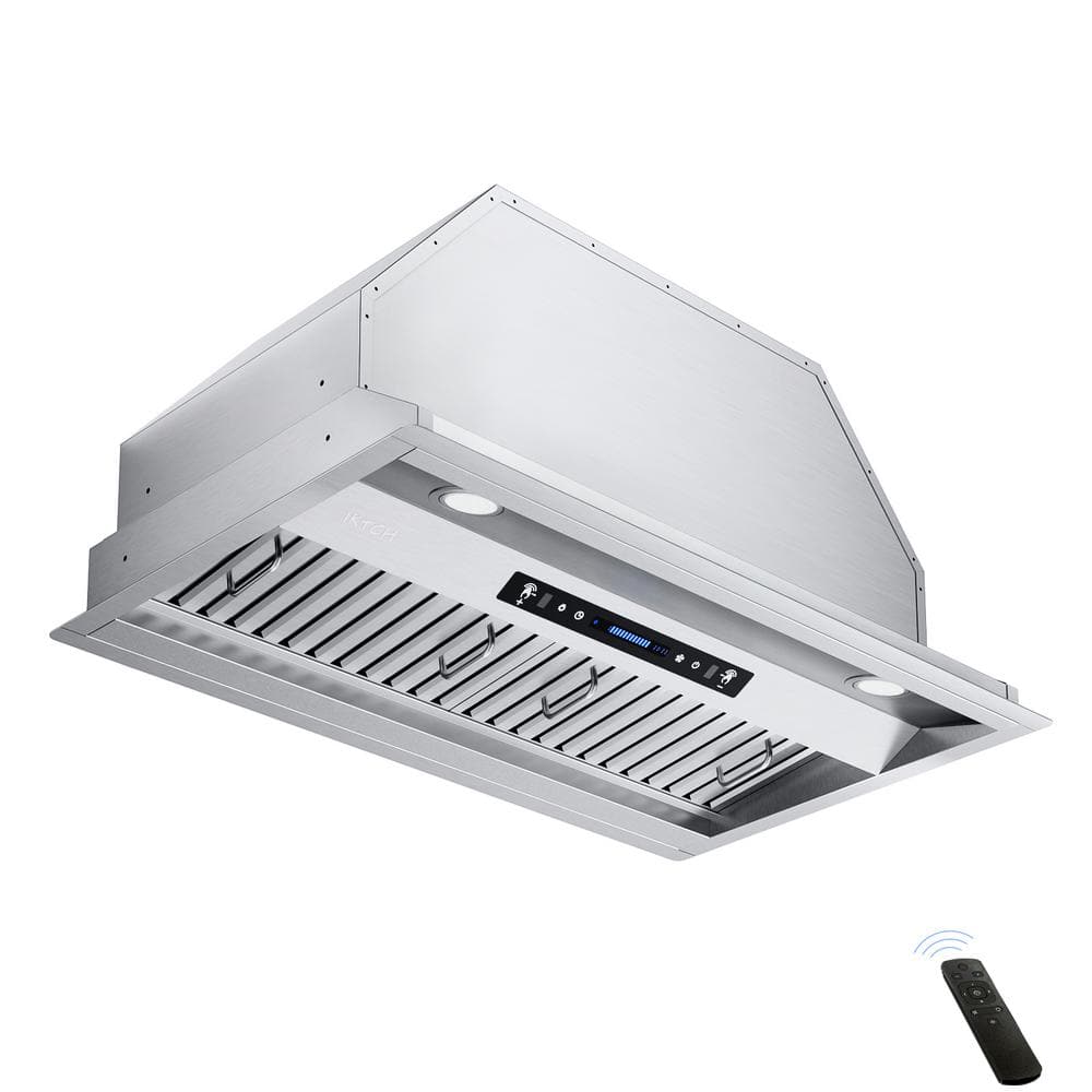 iKTCH 30 in 900 CFM Ducted Insert with LED 4 Speed Gesture Sensing and Touch Control Panel Range Hood in Stainless Steel