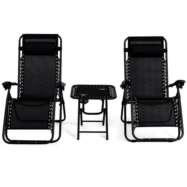 3 PCS Zero Gravity Chair Folding Lounge Table Chair Set