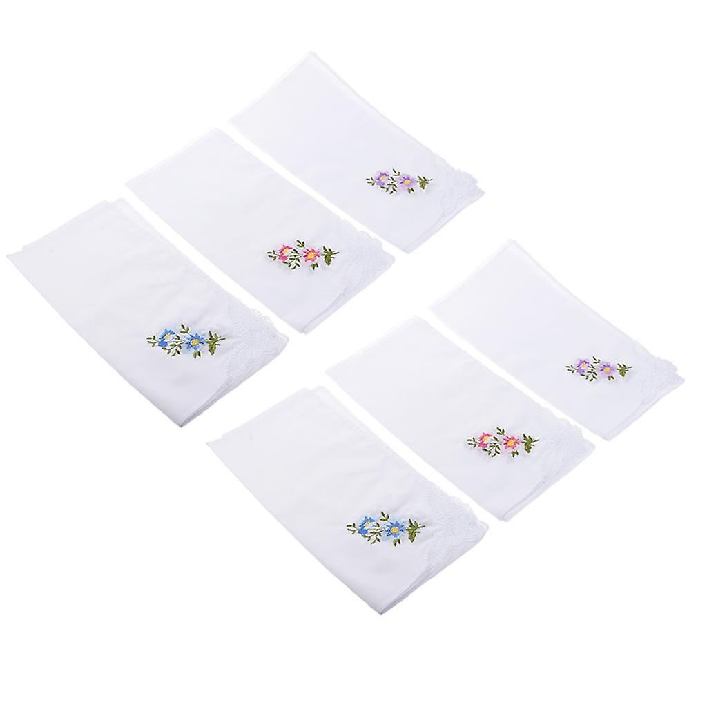 24x Ladies Women Vintage Style Handkerchief Embroidery Lace Hanky Kerchiefs