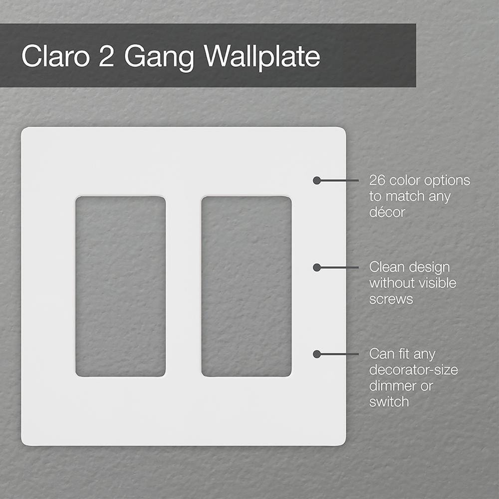 Lutron Claro 2 Gang Wall Plate for DecoratorRocker Switches Gloss White (CW-2-WH) (1-Pack) CW-2-WH