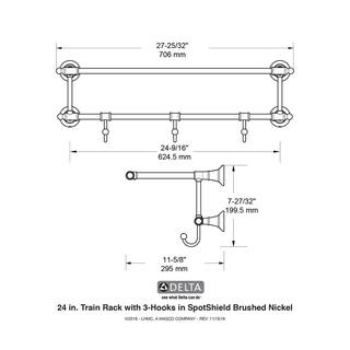 Delta 24 in. W Towel Shelf with 3-Towel Hooks in Brushed Nickel HEXTN32-BN