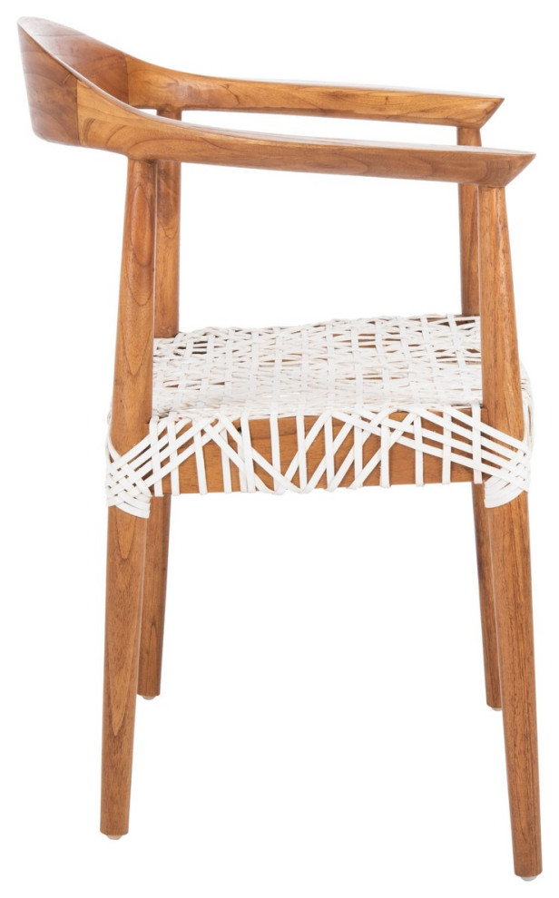 Helen Leather Woven Arm Chair White Leather   Transitional   Armchairs And Accent Chairs   by Peachtree Fine Furniture  Houzz