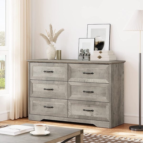 Dresser for Bedroom with 5 Drawers， Tall Wood Drawer Dresser Chest of Drawers for Closet