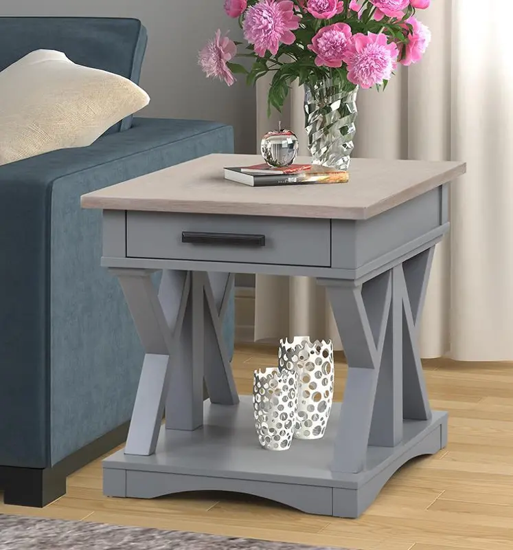 Amy Dove Gray End Table with Drawer