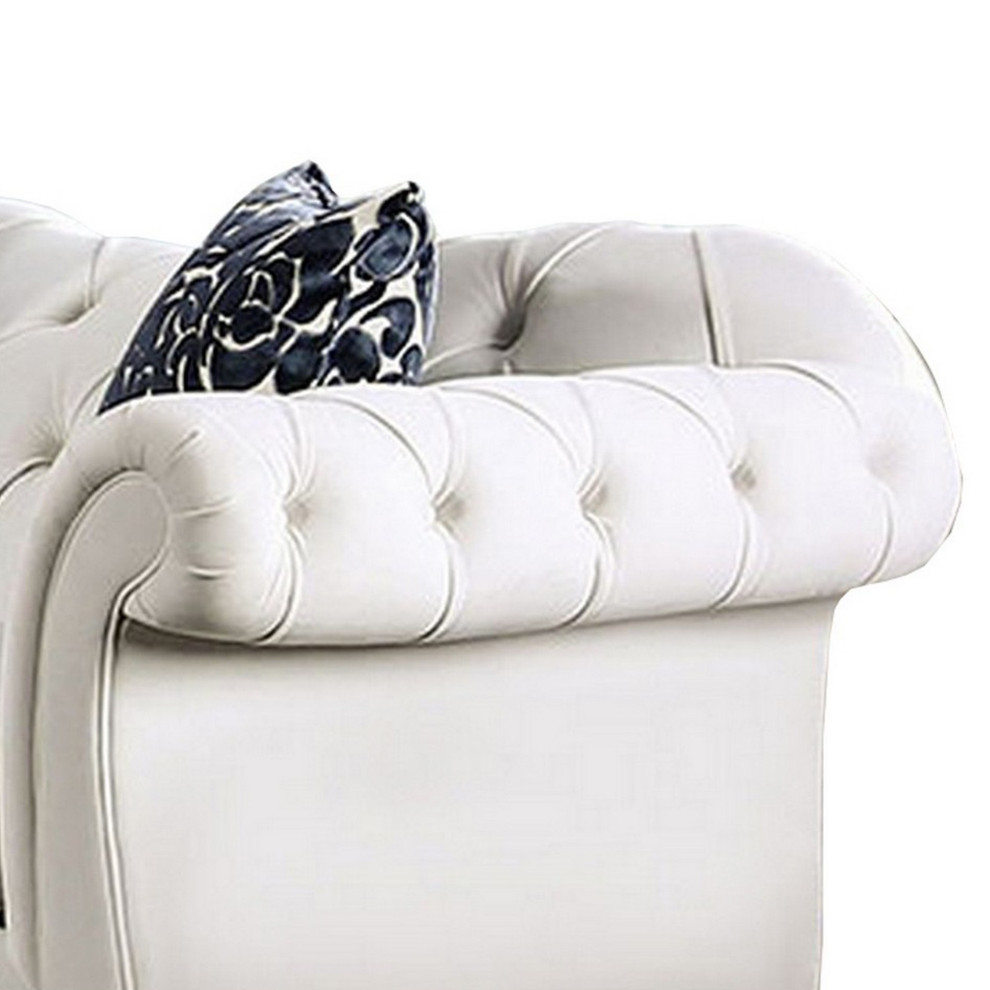 Div 68 quotChesterfield Loveseat  2 Pillows  Camelback Seat  White Velvet   Traditional   Loveseats   by VirVentures  Houzz