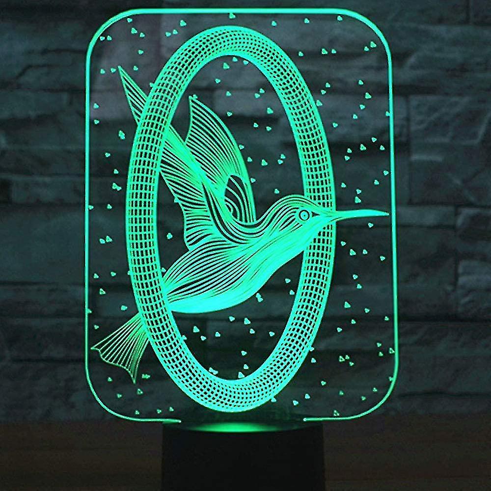 3d Creative Gifts Hummingbird Led Lamp Abstractive Optical Illusion Night Light 7 Color Change Touch