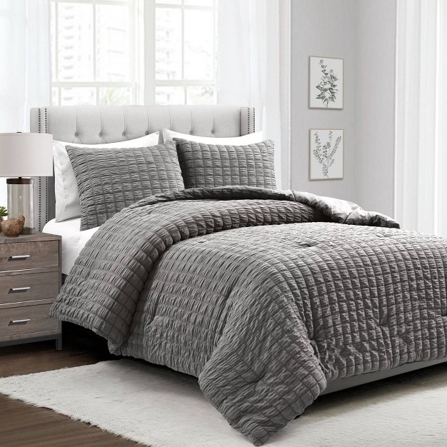 3pc Crinkle Textured Dobby Comforter amp Sham Set Lush D cor