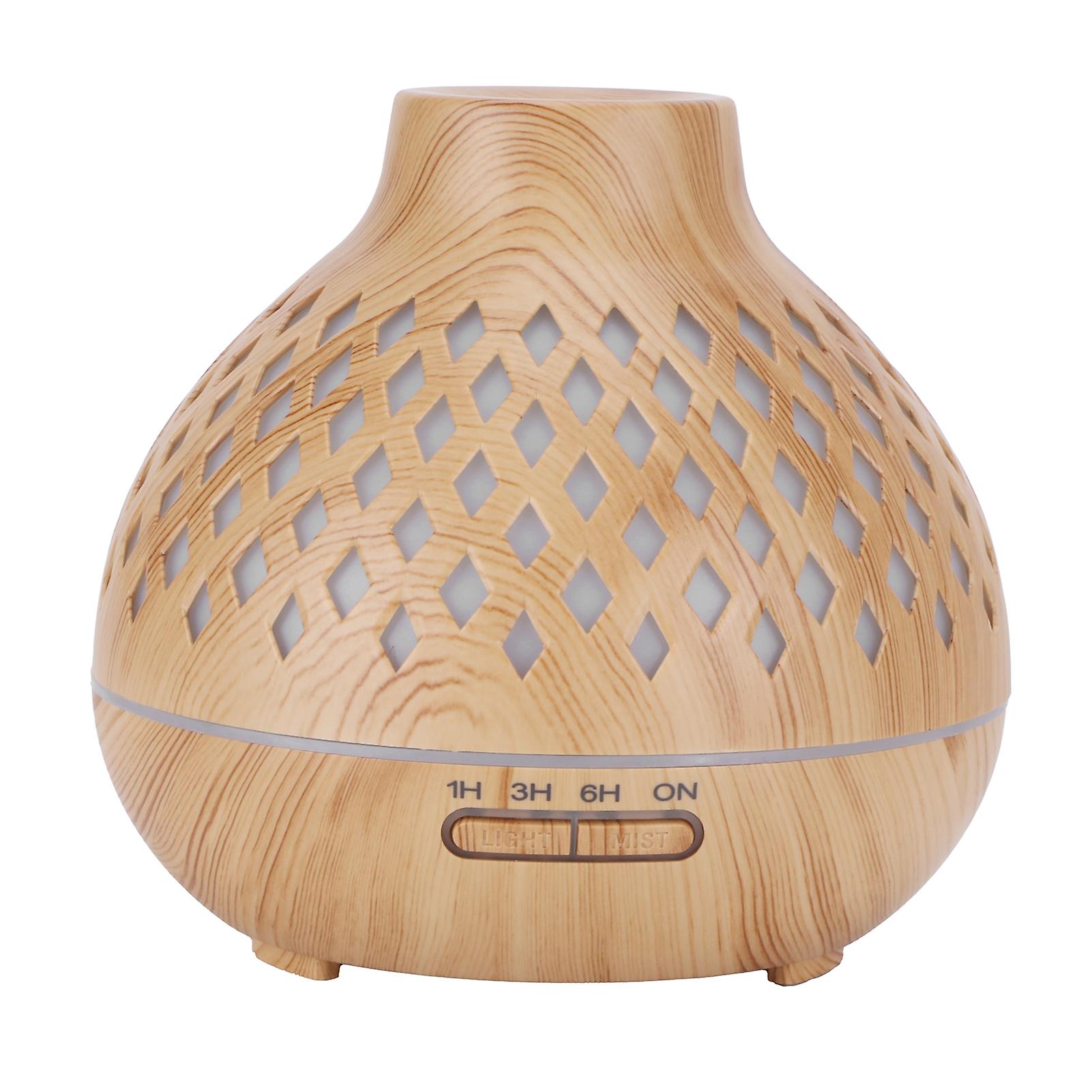 400ml Light Wood Grain Air Diffuser Electric Aroma Humidifier With Ambient Night Lamp 100240vus Plug