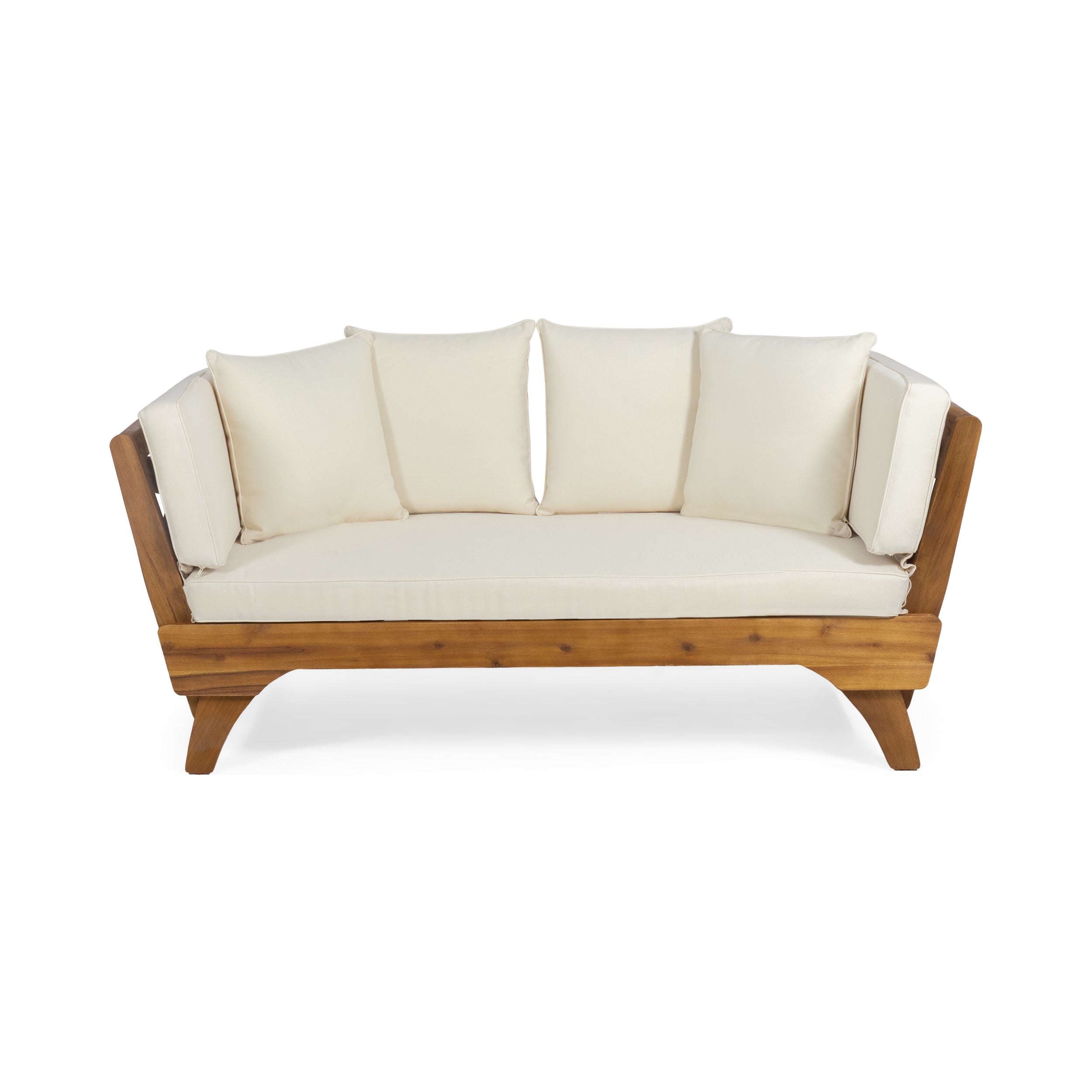 Oceanna Outdoor Acacia Wood Expandable Daybed with Water Resistant Cushions