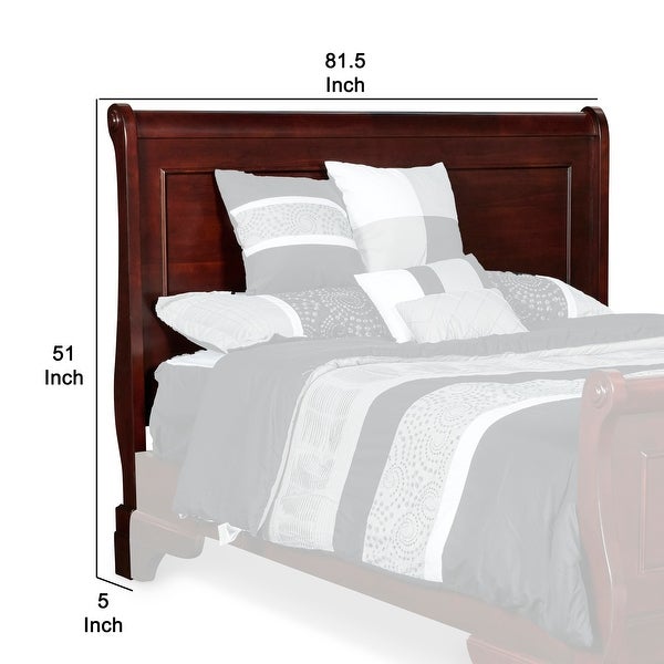 Wooden Sleigh Design Panel Headboard with Bracket Feet， Brown - - 36764781