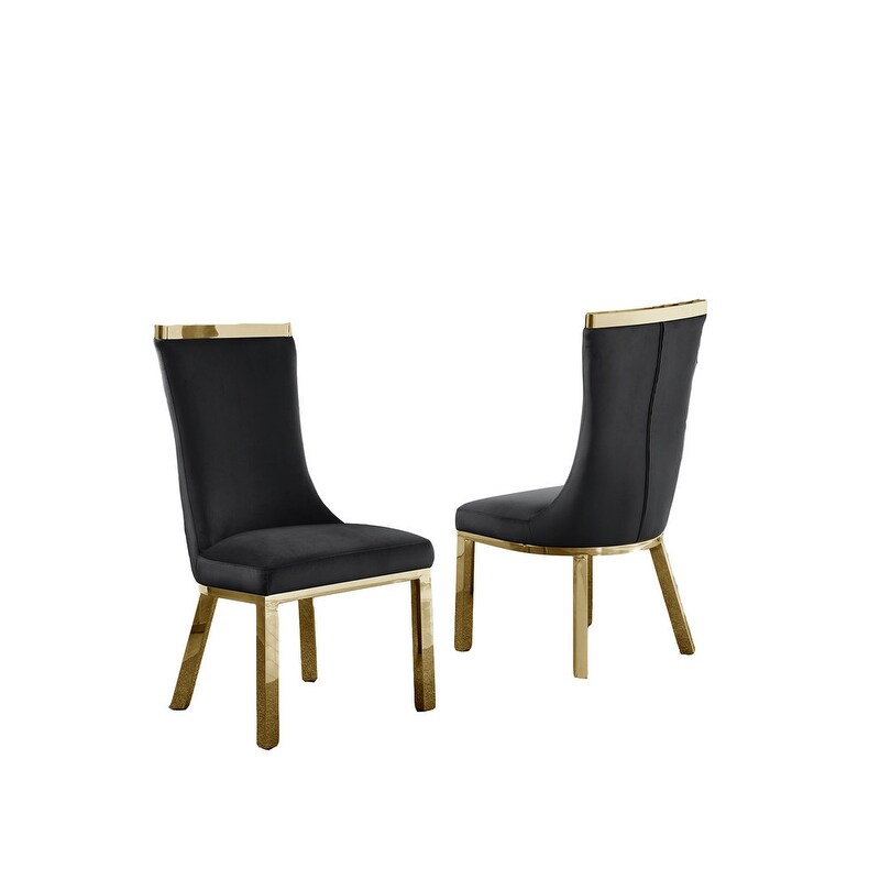 Best Quality Furniture Gold Colored Stainless Steel Dining Chairs (Set of 2)