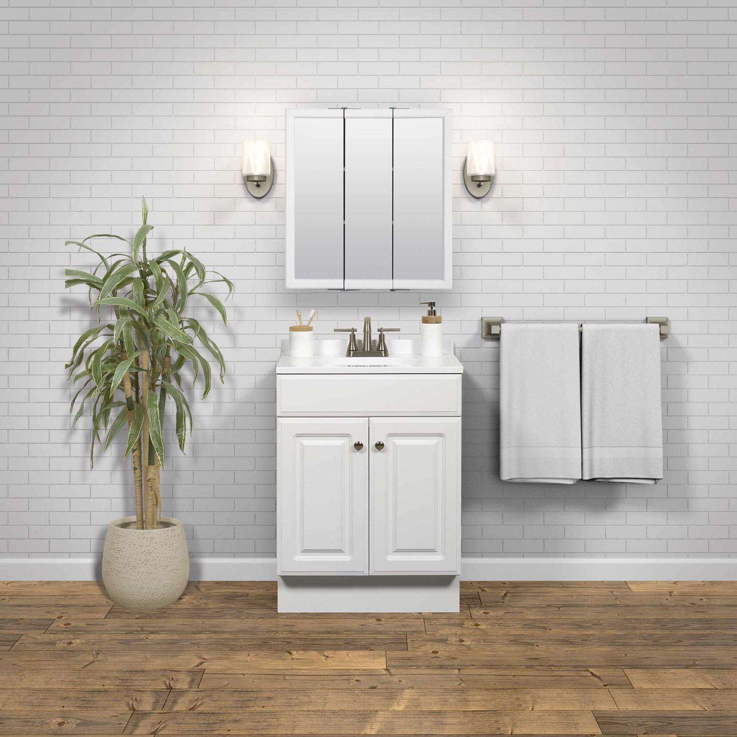 Zenna Home Single White Vanity Combo 24 in. W X 18 in. D X 35 in. H