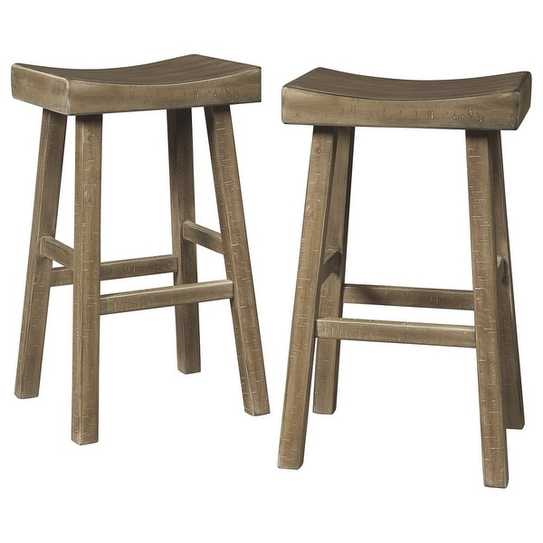 31 Inch Wooden Saddle Stool with Angular Legs， Set of 2 - 31 H x 13 W x 18 L Inches