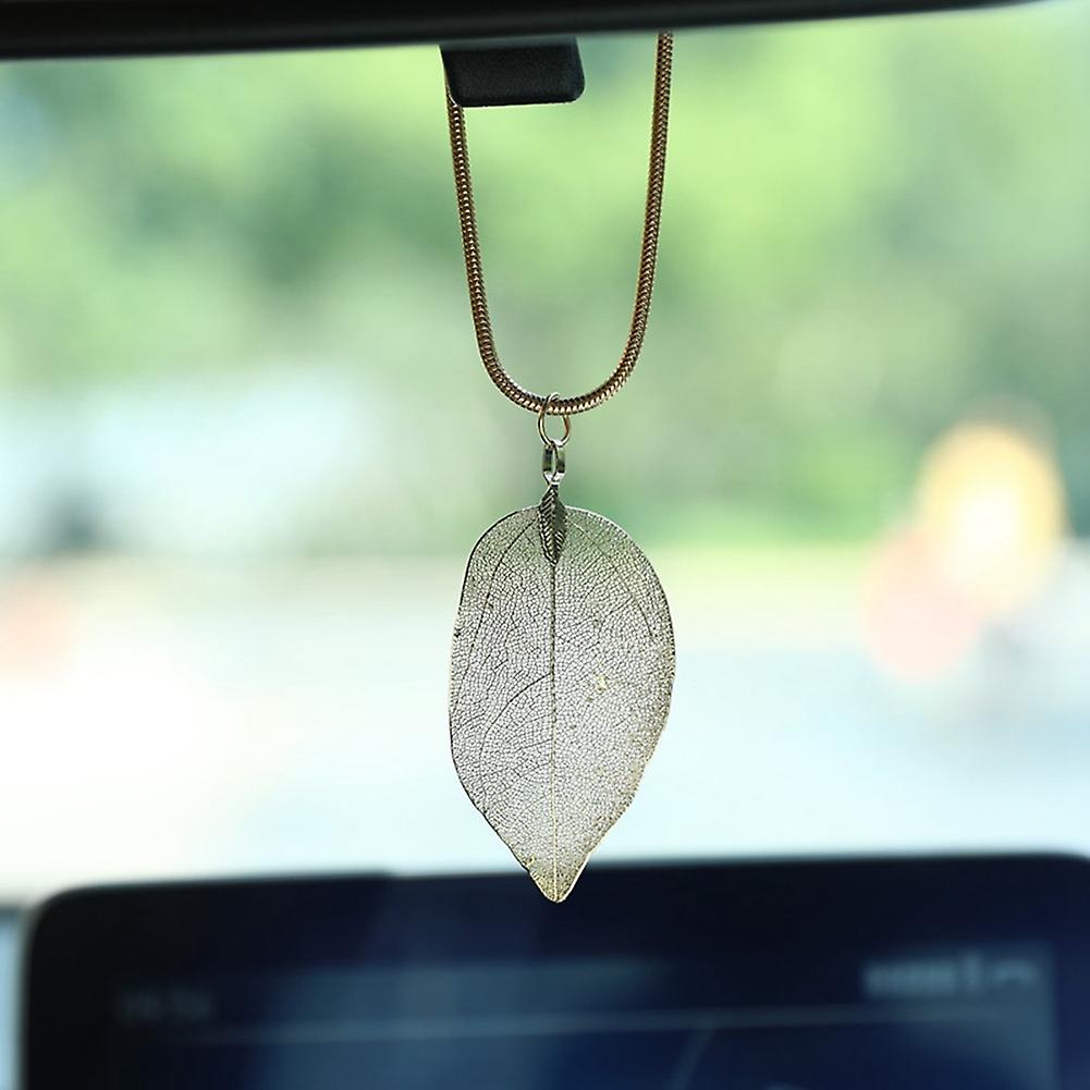 Gold Leaf Car Pendant Auto Interior Rearview Mirror Charm Ornament Hanging Accessory