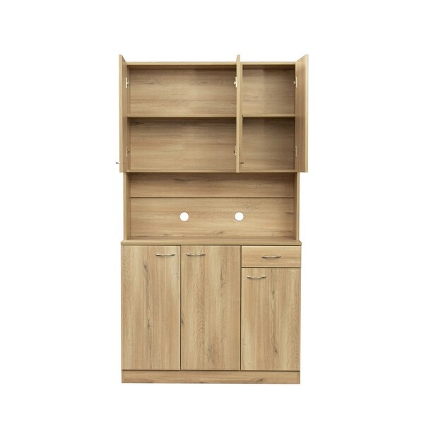 Wood Open Wardrobe with 1 Drawers， Large Storage Space - - 37938205