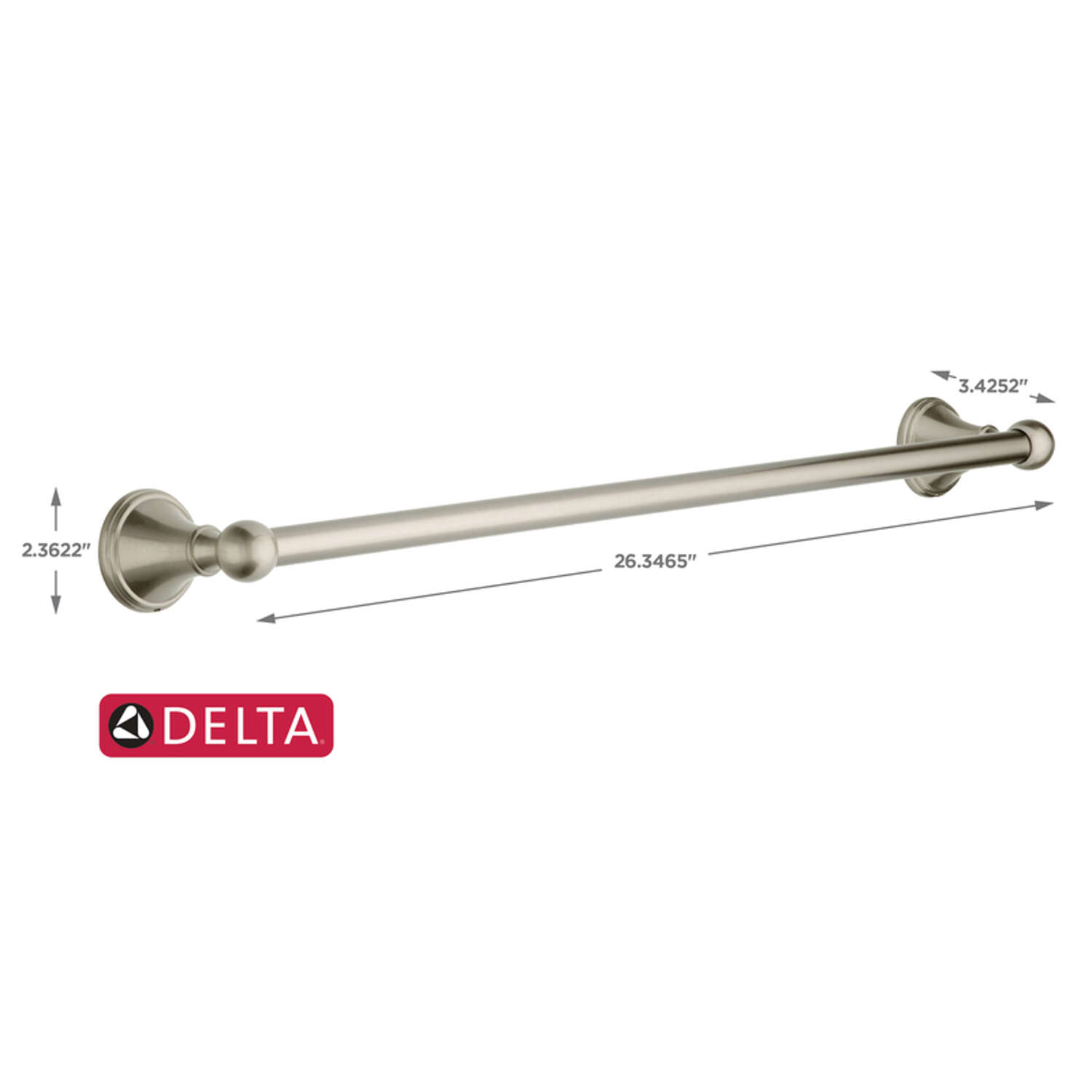 Delta Crestfield Satin Nickel Towel Bar 24 in. L Die Cast Zinc