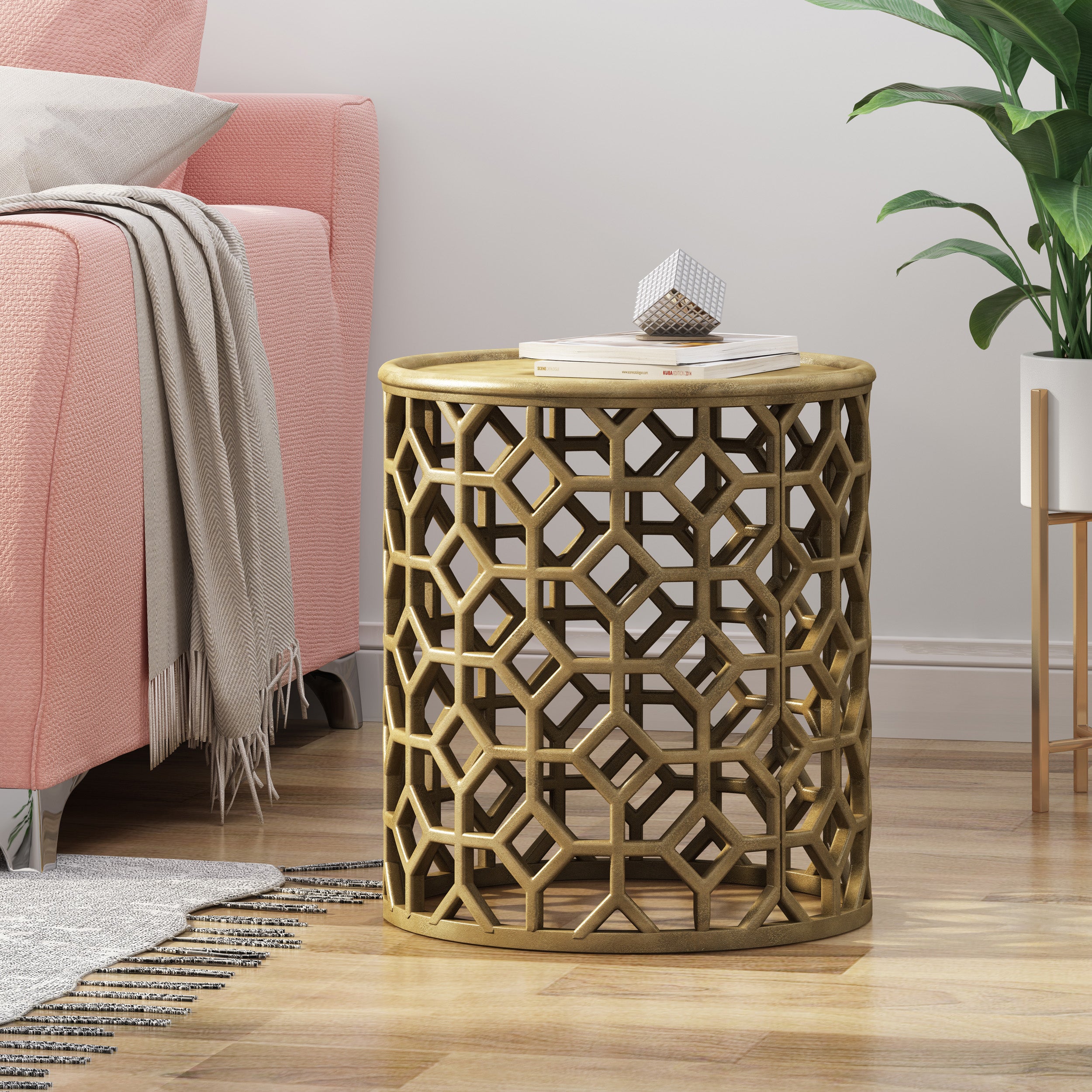 Keoki Modern Glam Aluminum Accent Table