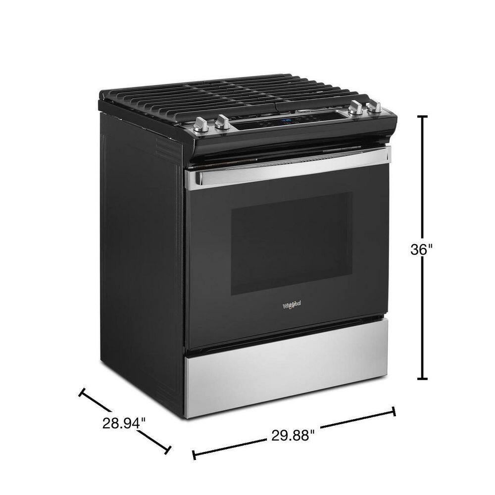 Whirlpool 30 in. 5.0 cu.ft. Gas Range with Self-Cleaning Oven in Stainless Steel WEG515S0LS