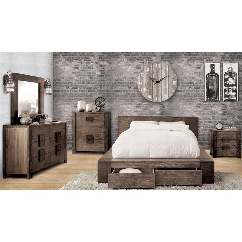 Furniture of America Elbert Wood Cal King Storage Bed in Brown