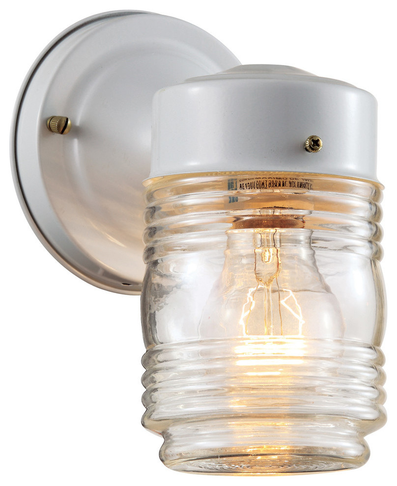 Trans Globe Jelly Jar 4 quotOutdoor Wall Bracket in White   Beach Style   Outdoor Wall Lights And Sconces   by LIGHTING JUNGLE  Houzz