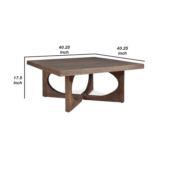 Modern 40 Inch Coffee Table， Open Style Frame， Spacious Brown Tabletop