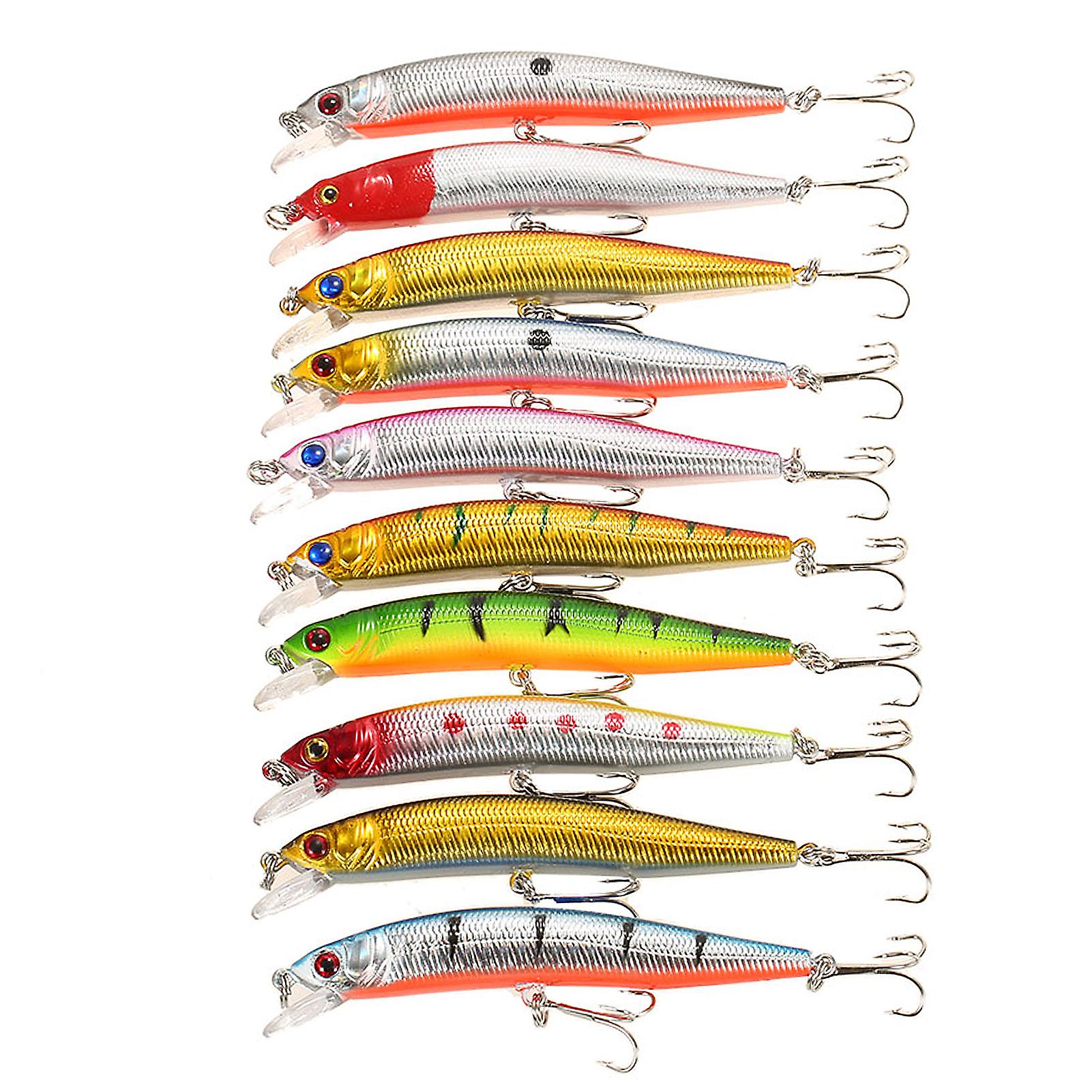 10pcs Minnow Hooks Plastic Fishing Lures Baits Crank Bait Set Fish Lure Wobbler Hard Baits