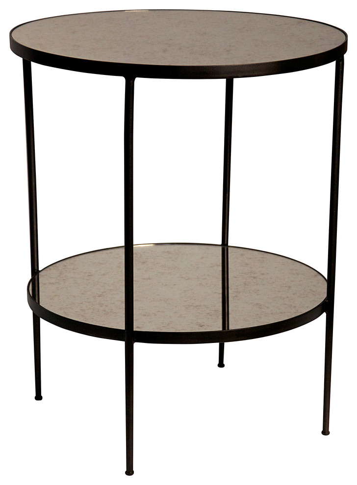 Anna Side Table  Metal and Antiqued Mirror   Industrial   Side Tables And End Tables   by Noir  Houzz