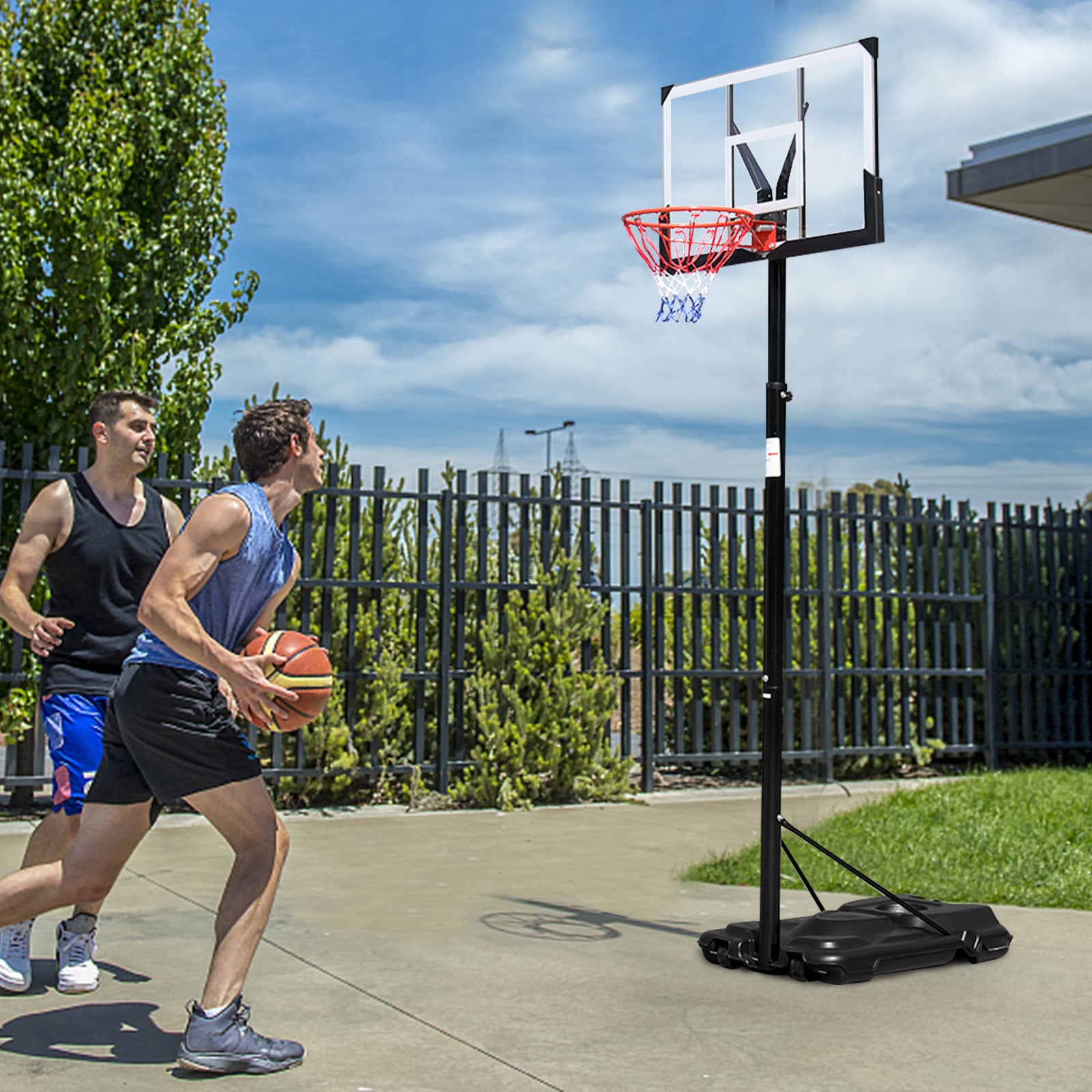 SalonMore Portable Basketball Adult Hoop System， Height Adjustable Outdoor Stand Backboard