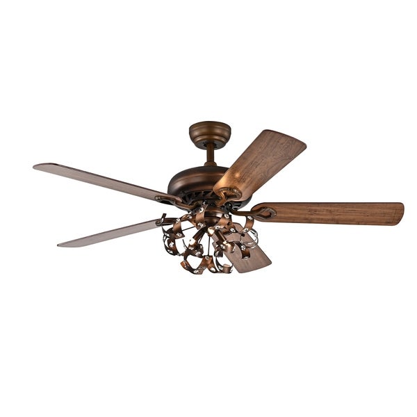 Paz Satin Bronze 52-Inch 5-Blade Lighted Ceiling Fan Shopping - The Best Deals on Ceiling Fans | 35259969