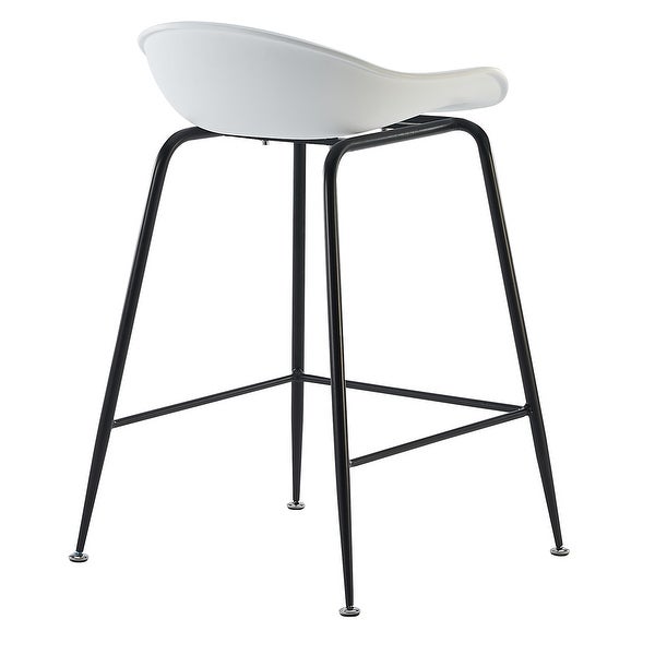 Set Of 2 25 Seat Molded Plastic Shell Counter Stools With Backs Dark Metal High Dining Chairs Kitchen