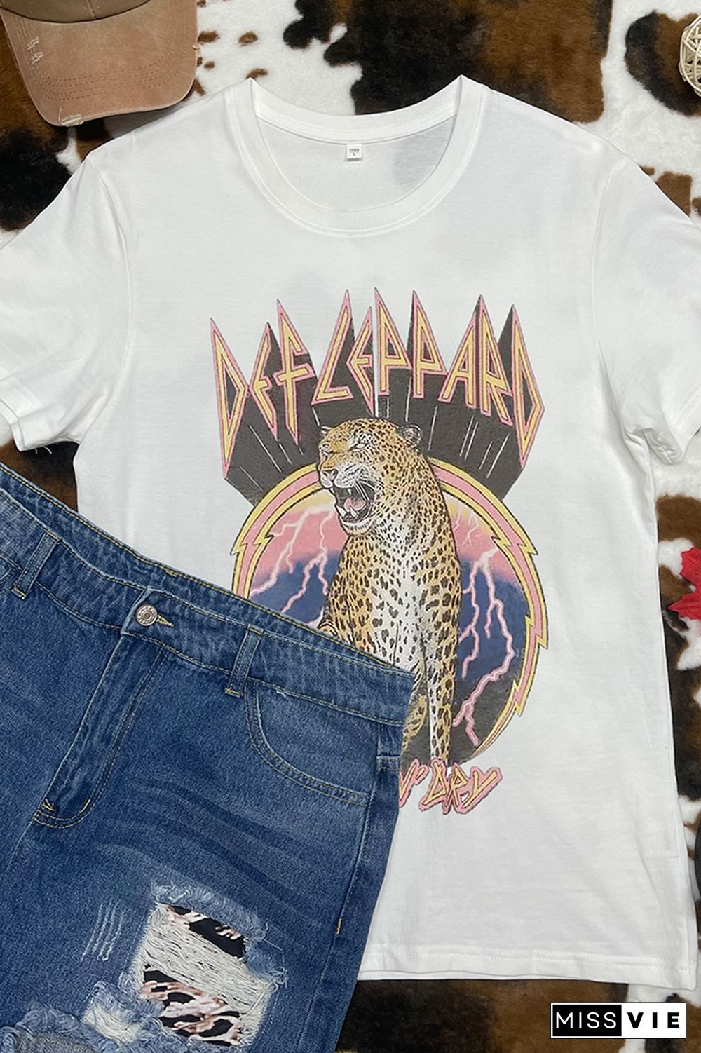 Tiger Printed Graphic Tees for Women Wholesale Short Sleeve T shirts Top