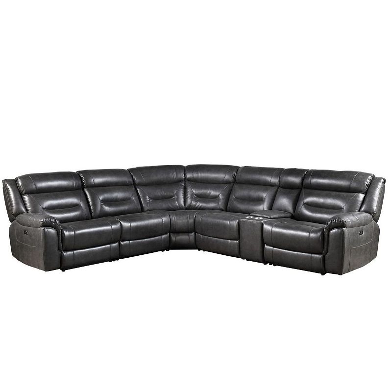 F.c Design Leather-aire Sectional Reclining Sofa Power Motion