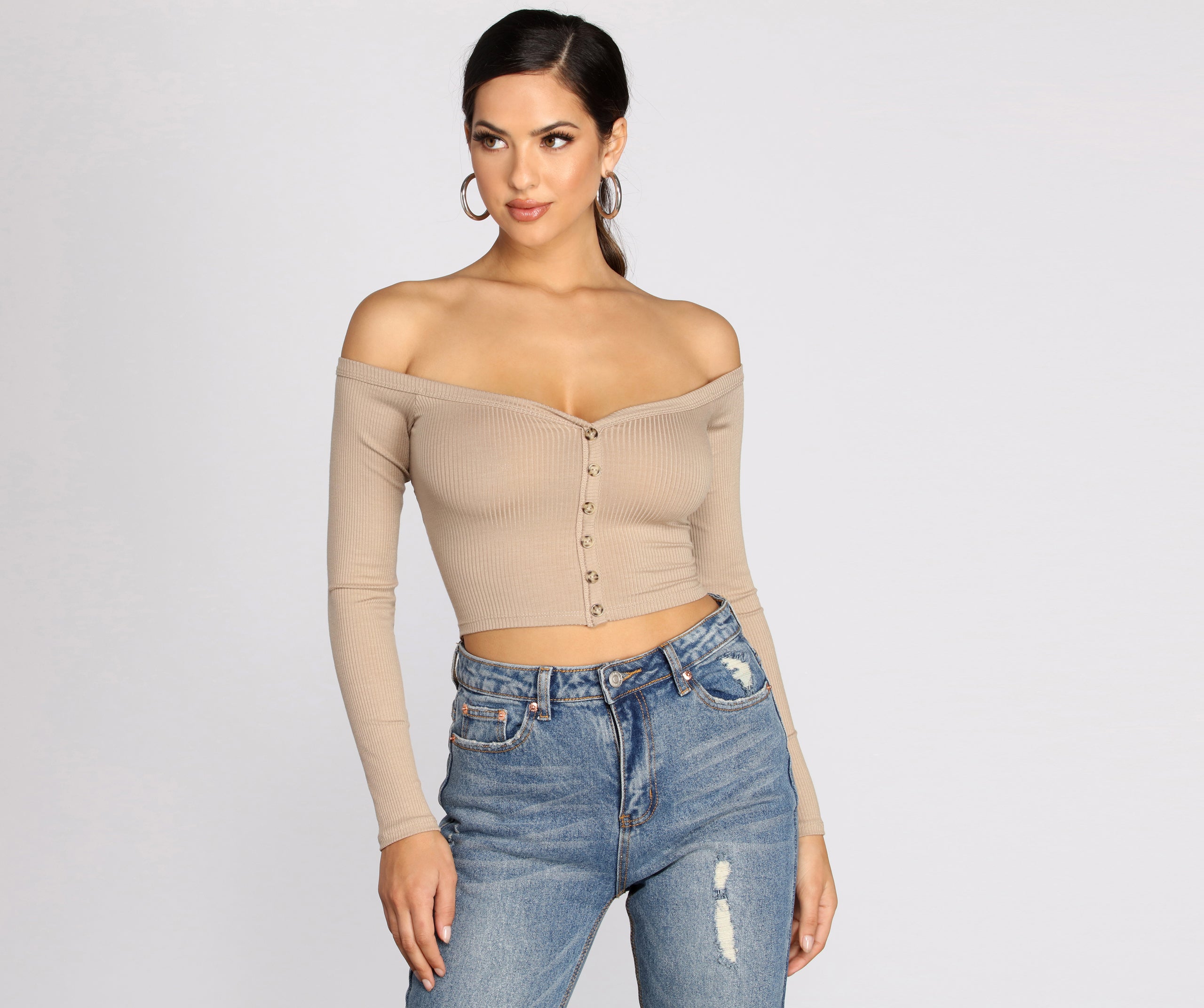 Off The Shoulder Ribbed Top