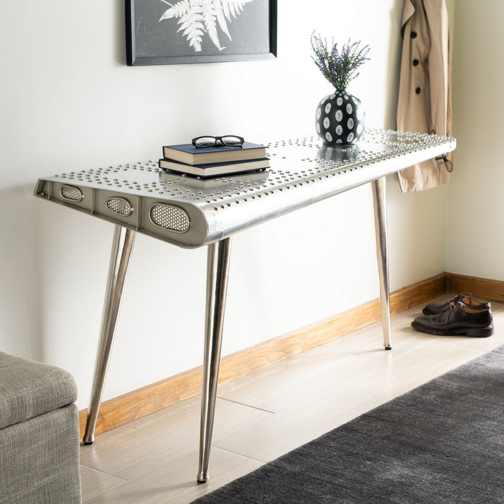 Holt Console Table Silver   Industrial   Console Tables   by Peachtree Fine Furniture  Houzz