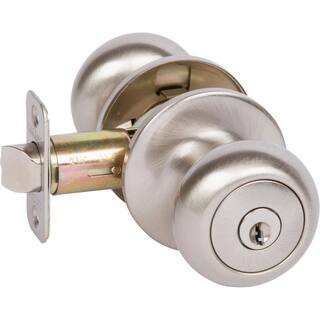 DELANEY HARDWARE Saxon Satin Nickel Single Cylinder Deadbolt and Entry Door Knob Combo Pack KS3001