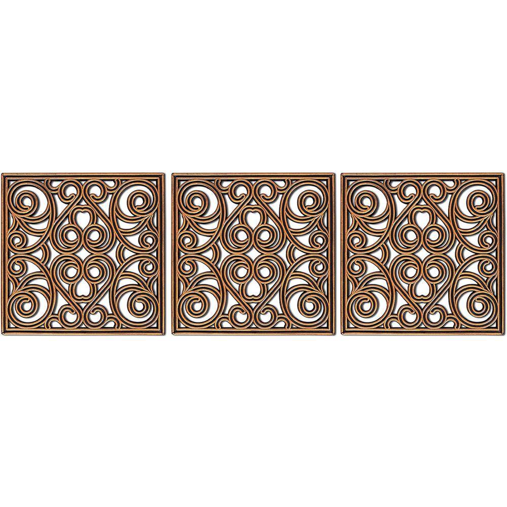 BirdRock Home 12 in. x 12 in. Copper Rubber Tile Step Stone (Set of 3) 10957