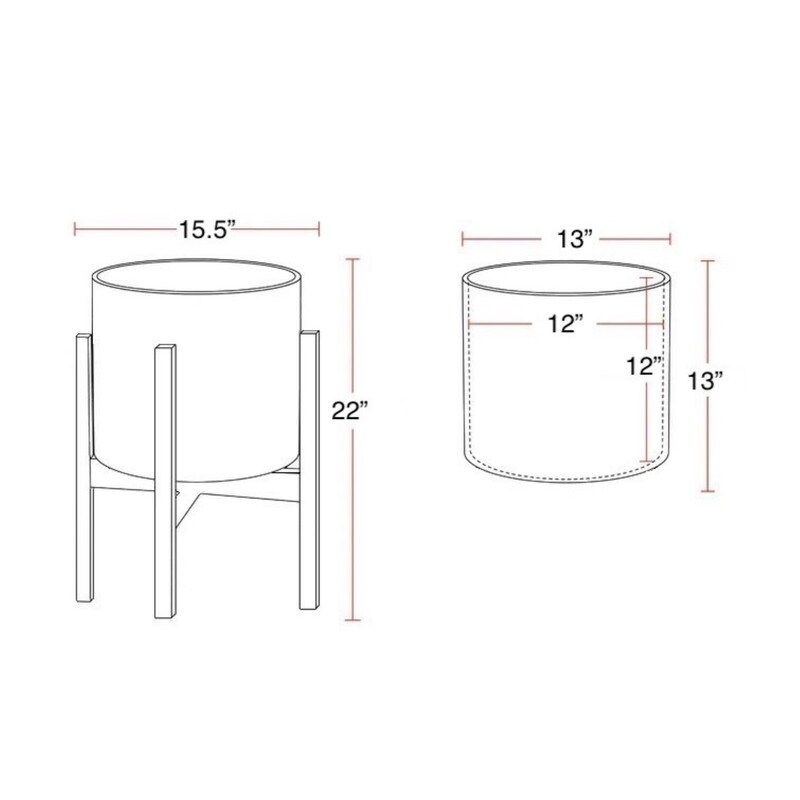 Liam Modern Ceramic Planter with Wood Legs