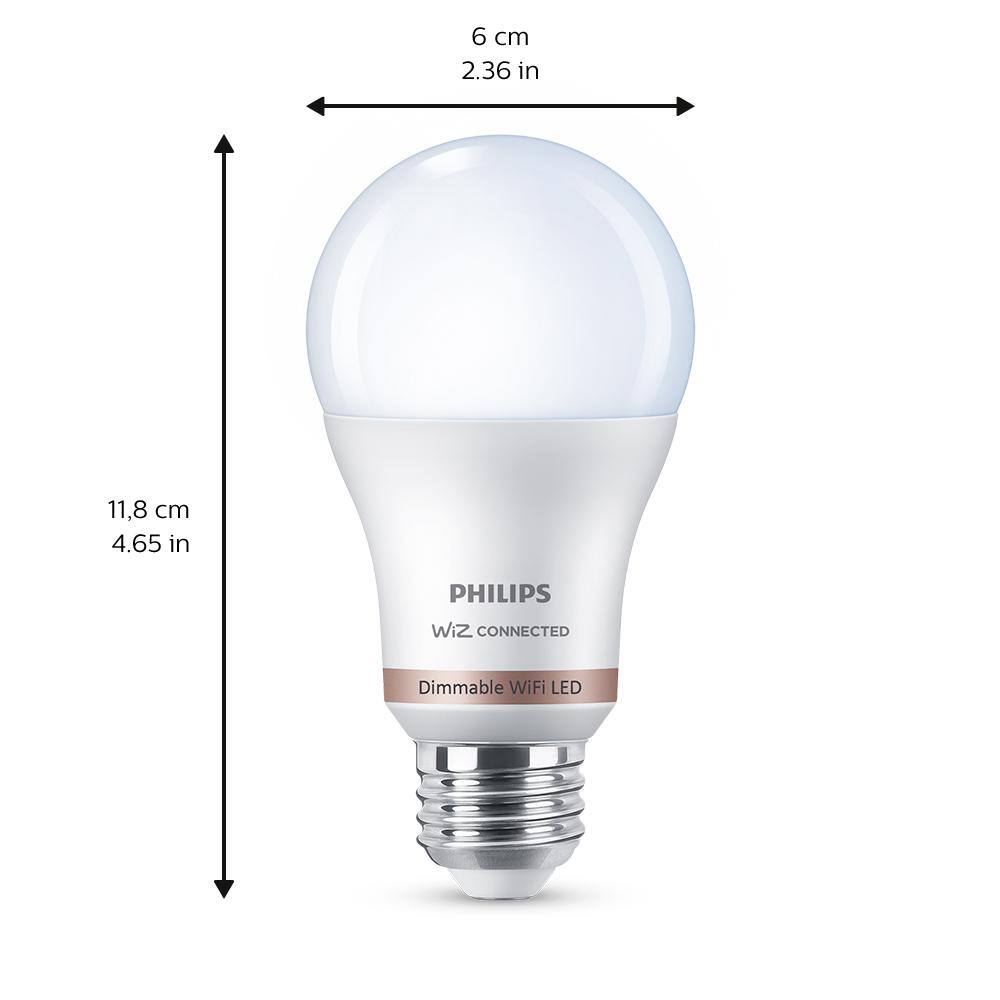 Philips Daylight A19 LED 60W Equivalent Dimmable Smart Wi-Fi Wiz Connected Wireless Light Bulb (1-Pack) 555482