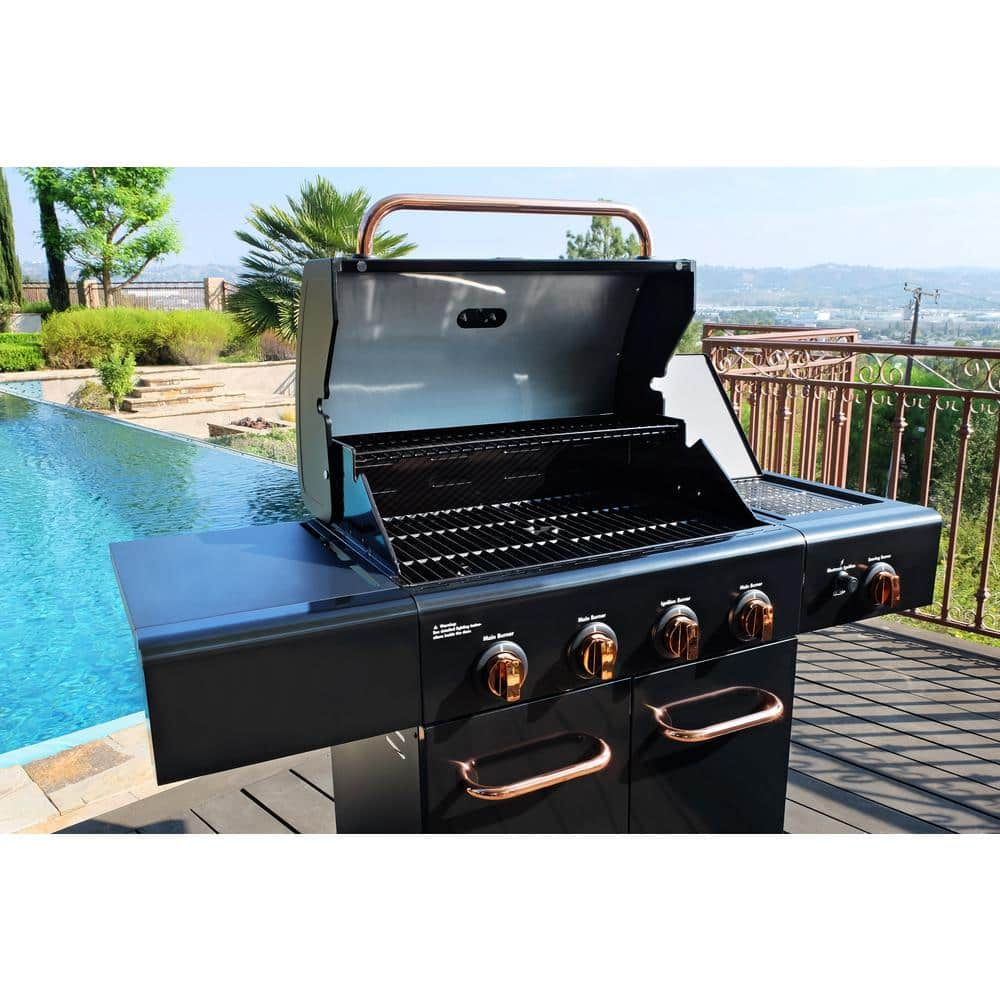 KENMORE 4Burner Propane Gas Grill with Side Searing Burner in Black with Copper Accent